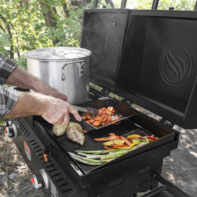 Black 49" Propane Outdoor Griddle with Stainless Steel Burners