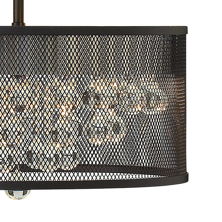 Black Mesh Drum Pendant with Glass Spheres