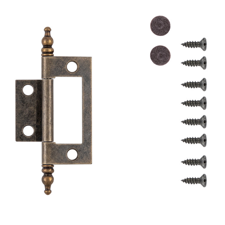 Antique Brass Self Mortise Cabinet Hinges, 2-Pack