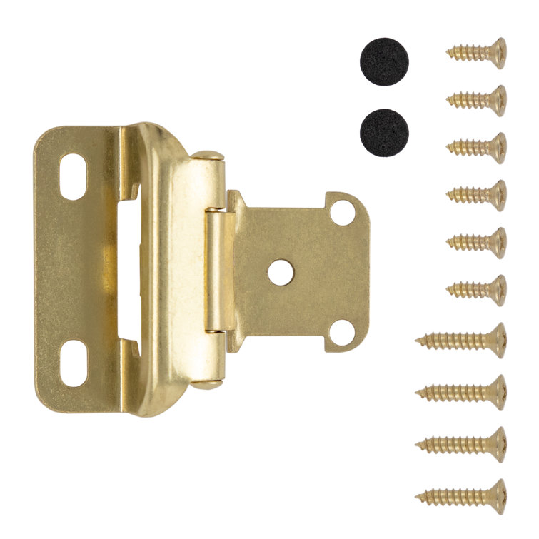 Polished Brass Semi-Concealed 1/2 Inch Overlay Cabinet Hinges