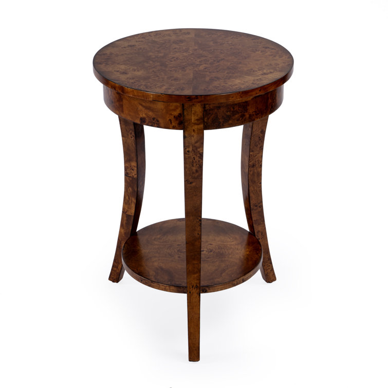 Holdin Round Light Brown Burl Wood Side Table