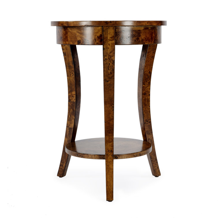 Holdin Round Light Brown Burl Wood Side Table