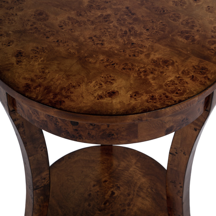 Holdin Round Light Brown Burl Wood Side Table