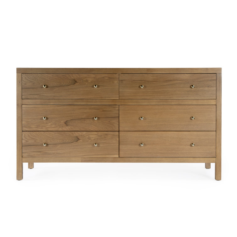 Celine Natural Wood 6-Drawer Wide Dresser