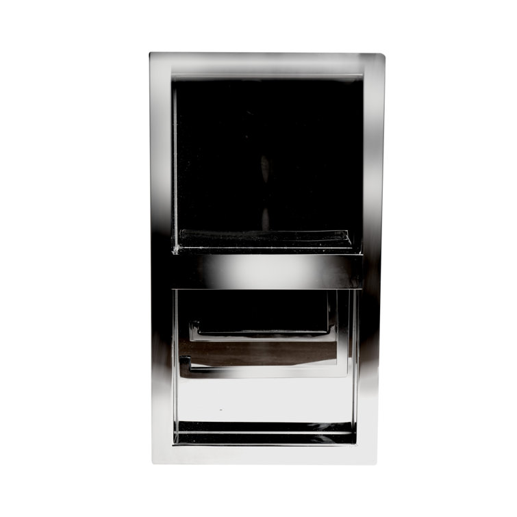 Polished Stainless Steel Recessed Toilet Paper Holder with Shelf