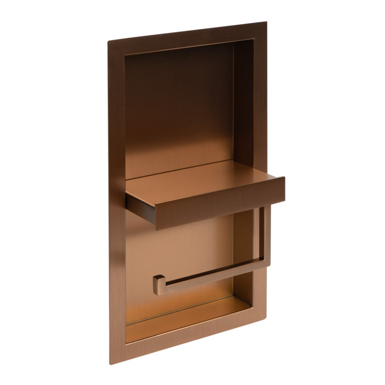 Brushed Copper Stainless Steel Recessed Toilet Paper Holder Niche