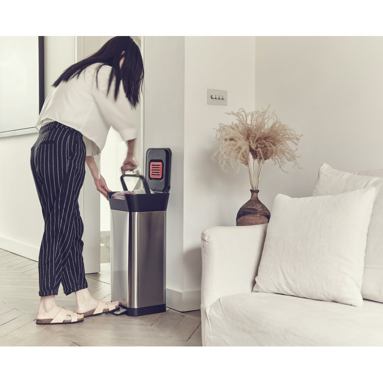 Fingerprint Resistant Stainless Steel Rectangular Trash Can with Pedal