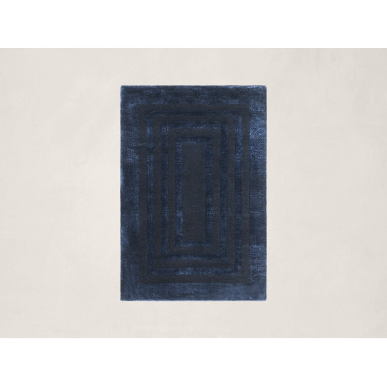 Sapphire Ellington Border Hand-Knotted Wool-Viscose Small Area Rug