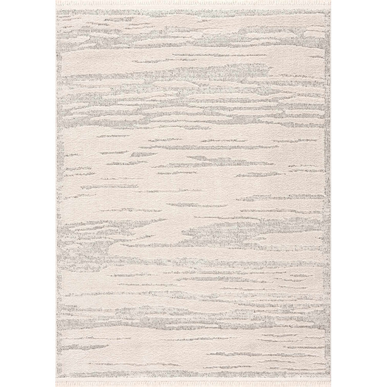 Beige and Gray Machine Woven Polypropylene Area Rug 2' x 3'