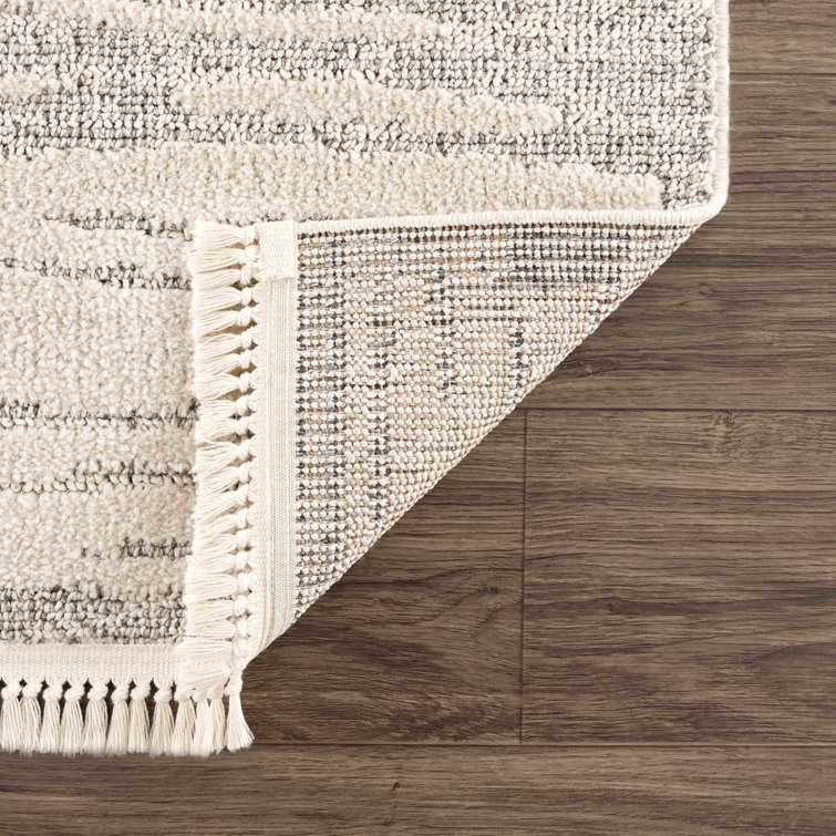 Beige and Gray Machine Woven Polypropylene Area Rug 2' x 3'