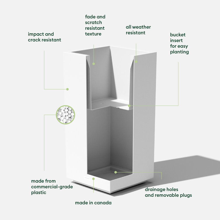 Veradek Block 13.5'' White Galvanized Steel Pedestal Planter