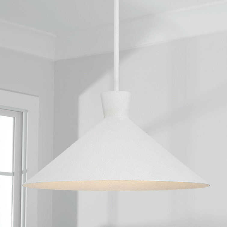 Textured White Modern Cone Pendant Light