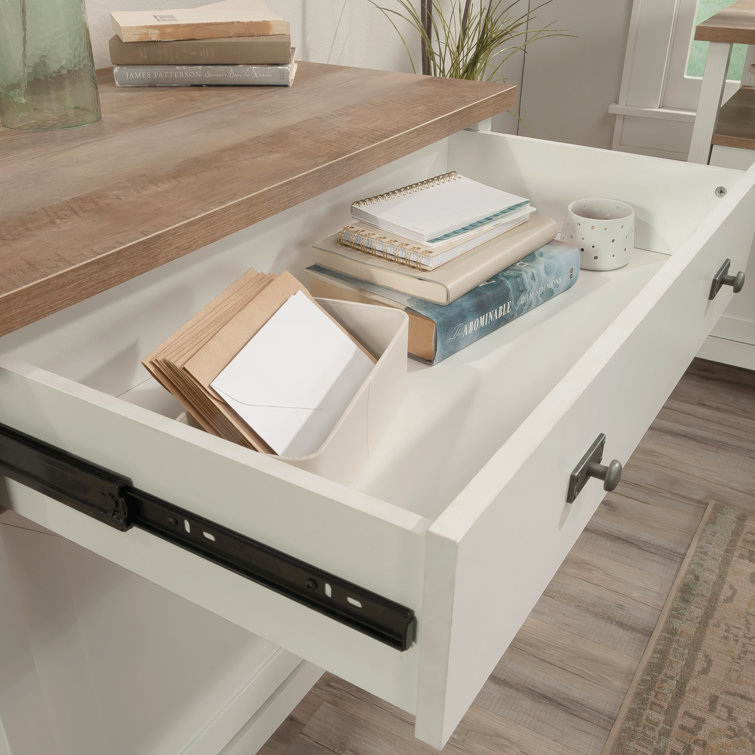 White and Oak Cottage Road Library Base with Hutch