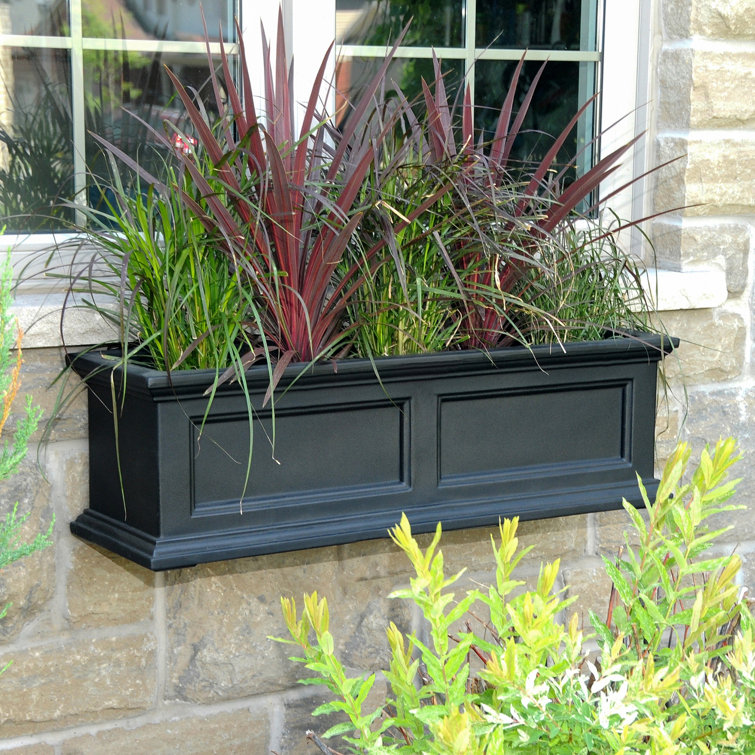Fairfield 36" Black Polyethylene Self-Watering Window Box Planter