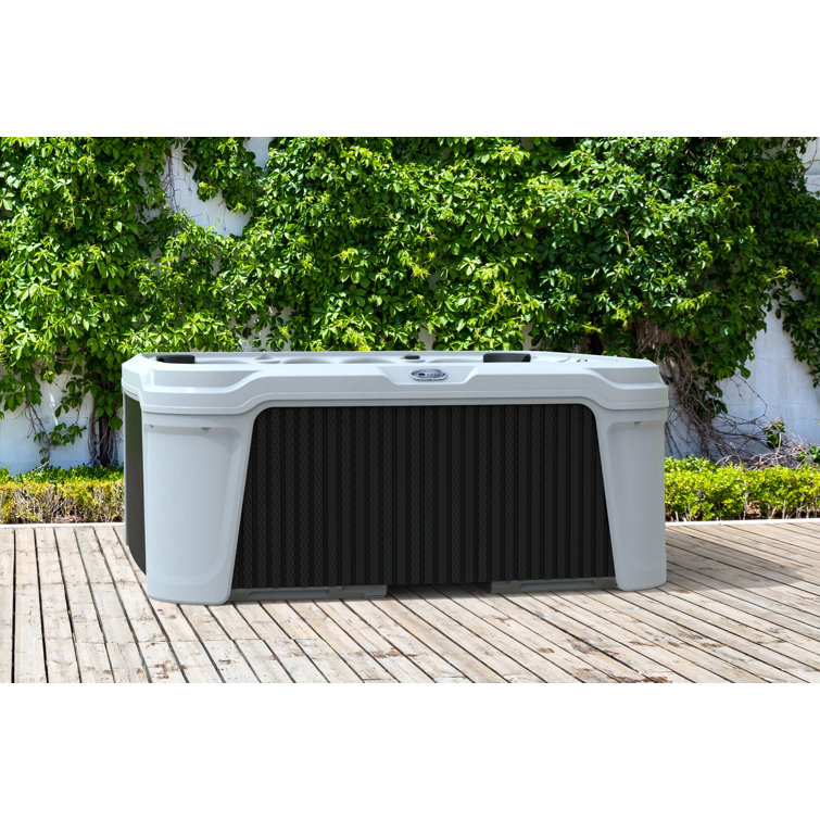 Whitestone and Black Onyx 6-Person Square Hot Tub with Jets