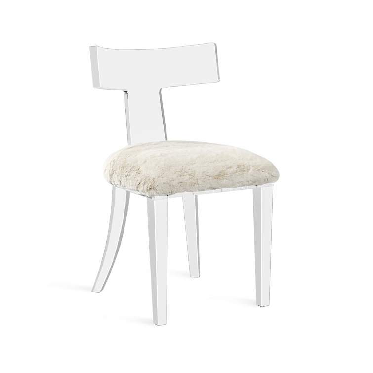 Ivory Faux Fur Upholstered Acrylic Side Chair