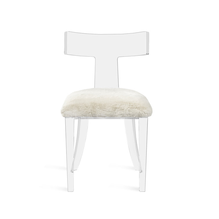 Ivory Faux Fur Upholstered Acrylic Side Chair
