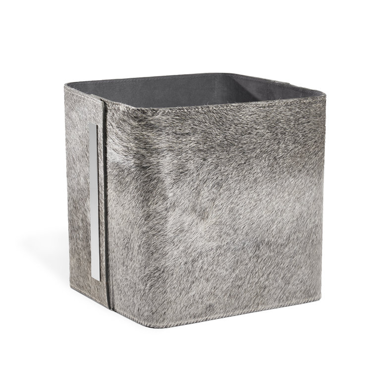 Portia Chic Natural Hide & Polished Nickel Storage Basket