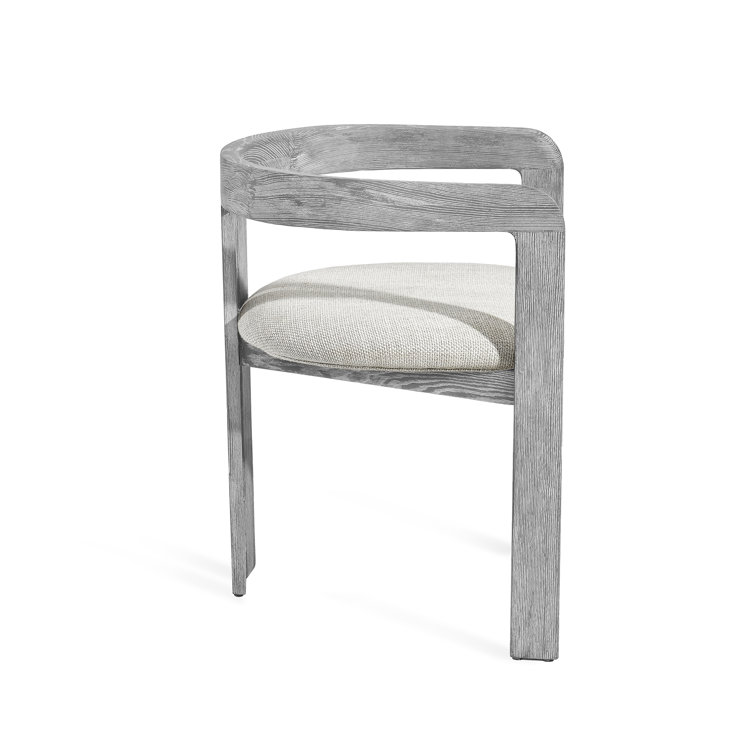 Dove Loomed Linen and Grey Wash Wood Upholstered Armchair