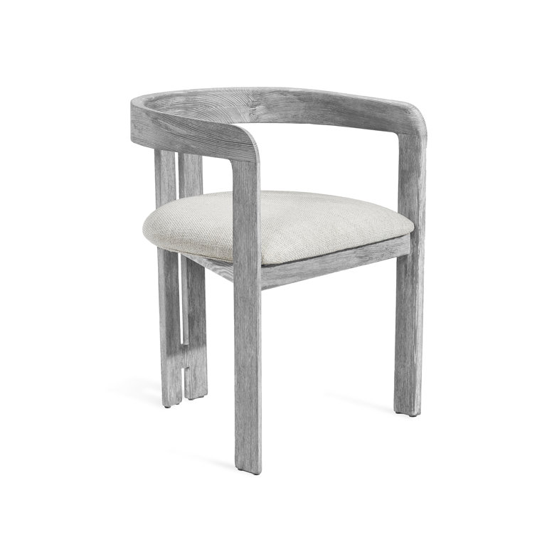 Dove Loomed Linen and Grey Wash Wood Upholstered Armchair