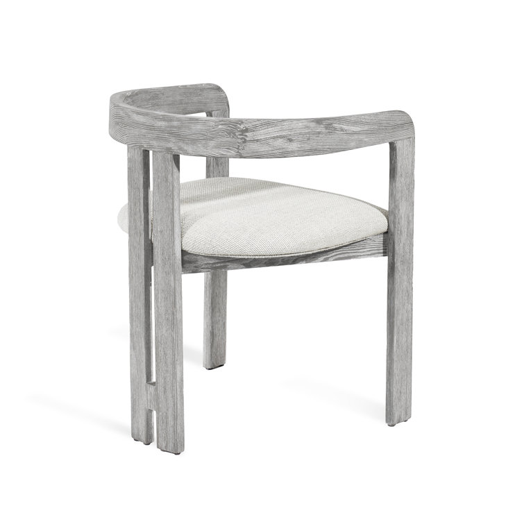 Dove Loomed Linen and Grey Wash Wood Upholstered Armchair