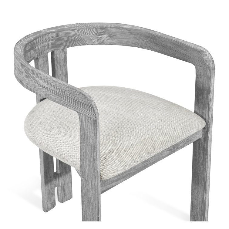 Dove Loomed Linen and Grey Wash Wood Upholstered Armchair