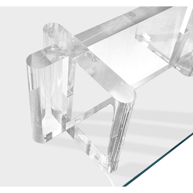 Clear Rectangular Glass and Acrylic Coffee Table