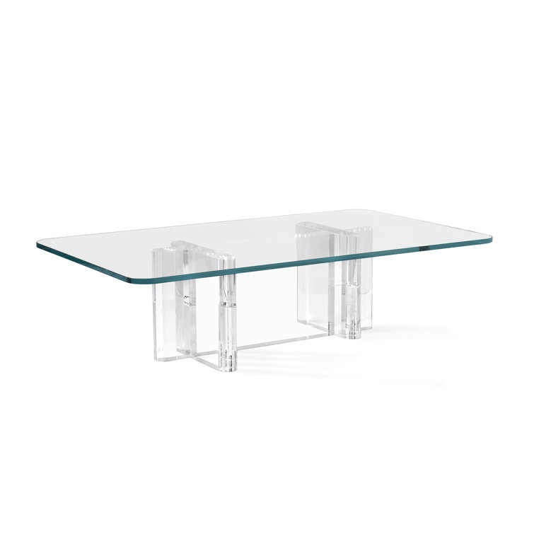Clear Rectangular Glass and Acrylic Coffee Table