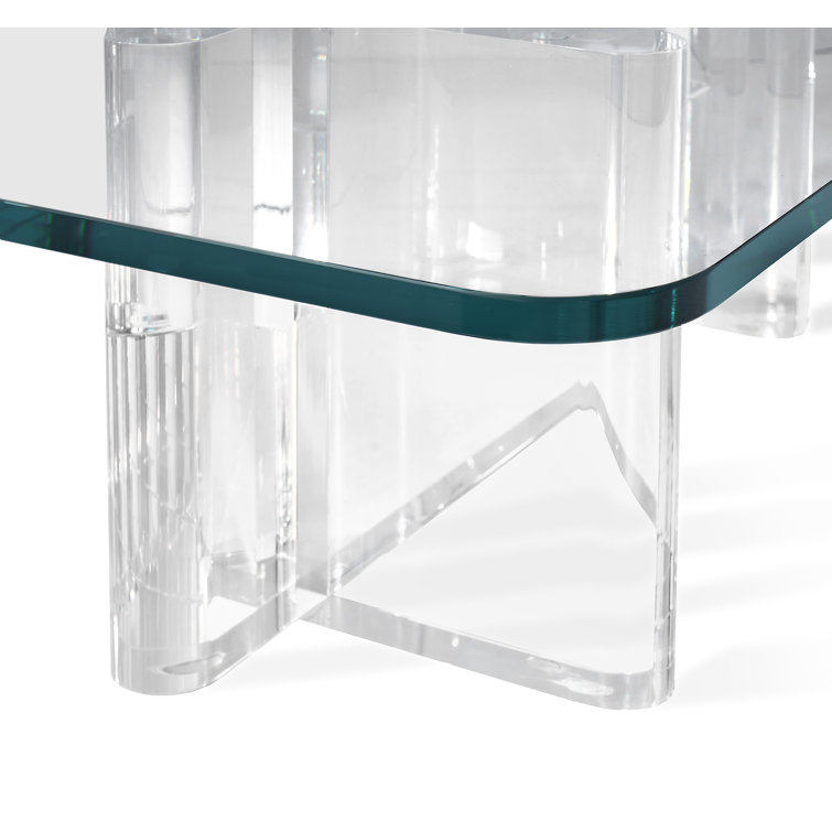 Clear Rectangular Glass and Acrylic Coffee Table