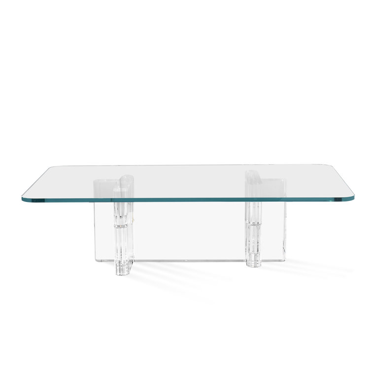 Clear Rectangular Glass and Acrylic Coffee Table