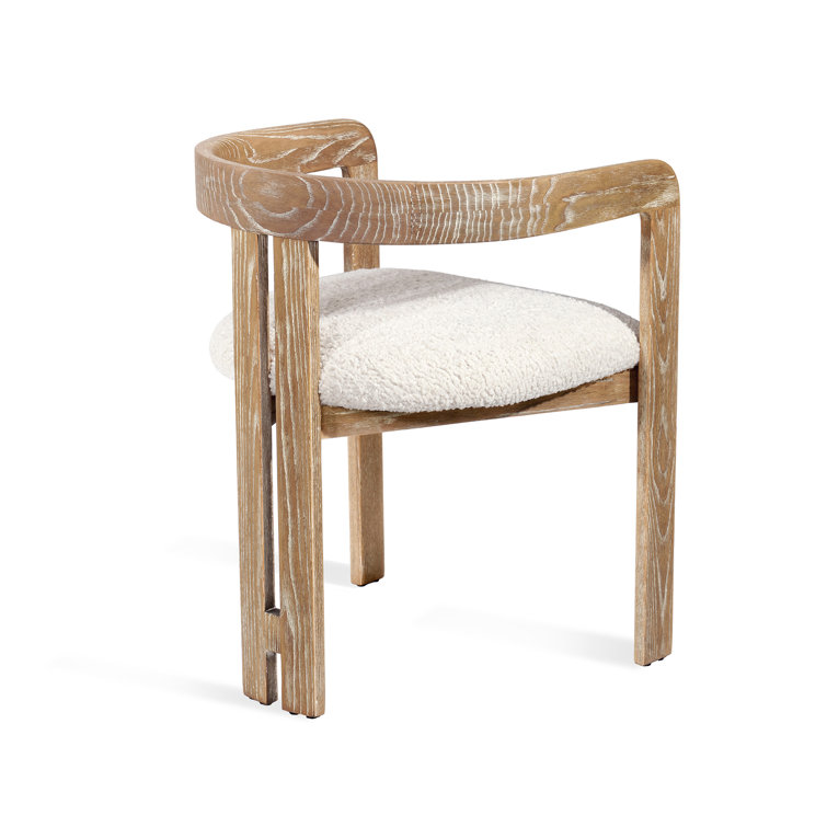 Beach Ceruse Wood and Faux Shearling Upholstered Arm Chair