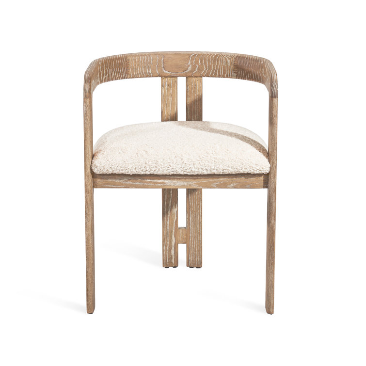 Beach Ceruse Wood and Faux Shearling Upholstered Arm Chair