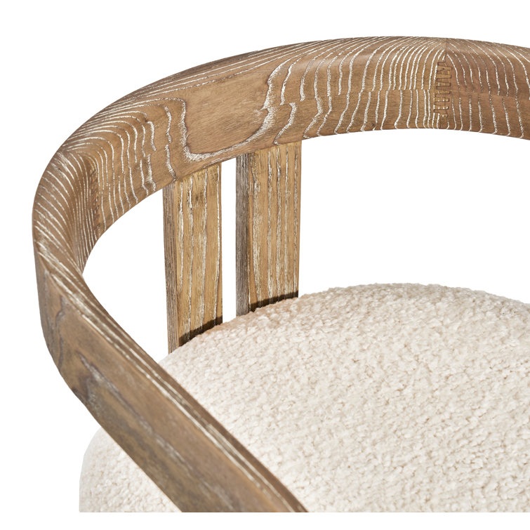 Beach Ceruse Wood and Faux Shearling Upholstered Arm Chair