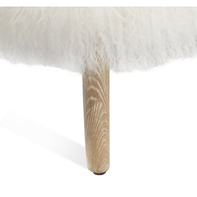 Whitewash Ivory Sheepskin Wood Handcrafted Armchair