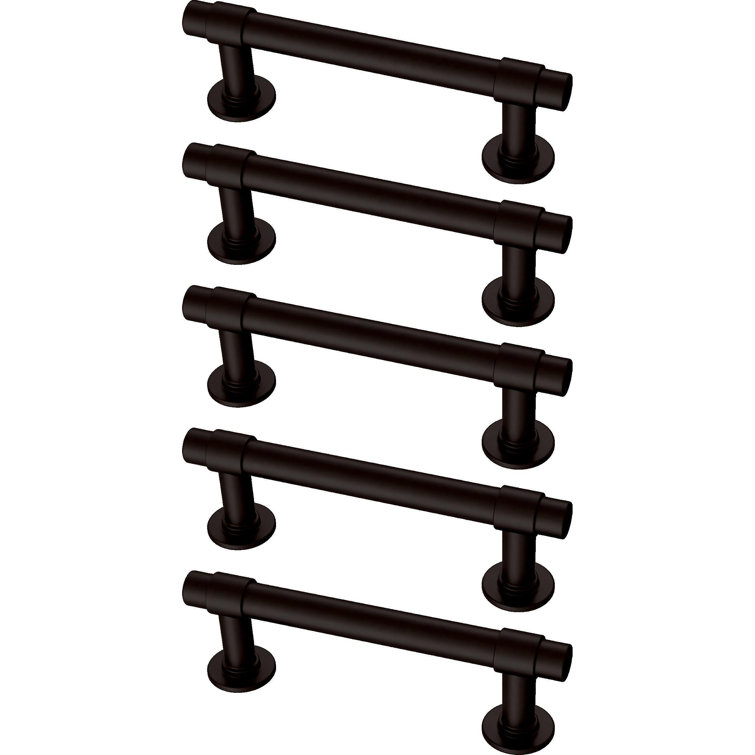 Matte Black Brass Bar Pulls with Mounting Hardware Set