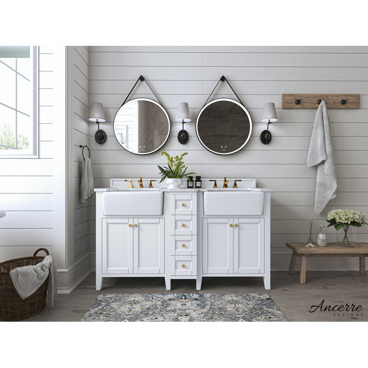 Adeline 60'' White Double Farmhouse Wood Vanity
