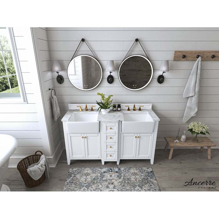 Adeline 60'' White Double Farmhouse Wood Vanity