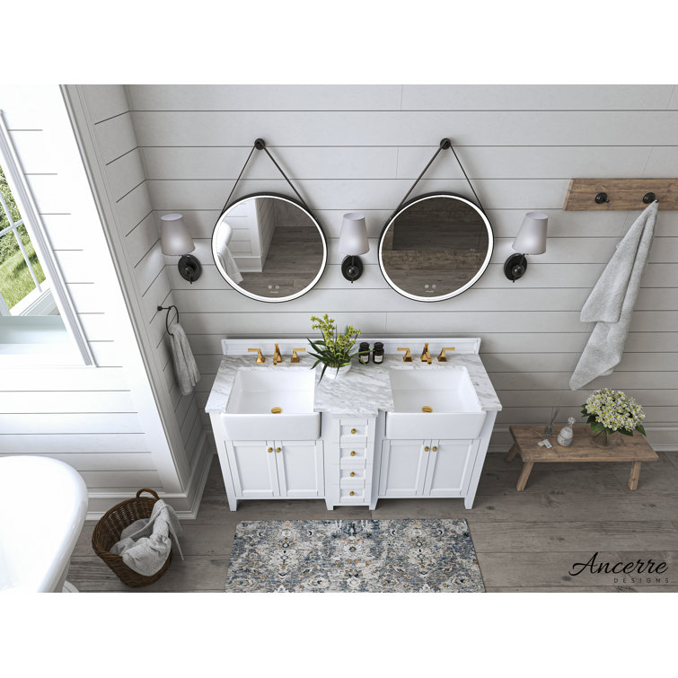 Adeline 60'' White Double Farmhouse Wood Vanity