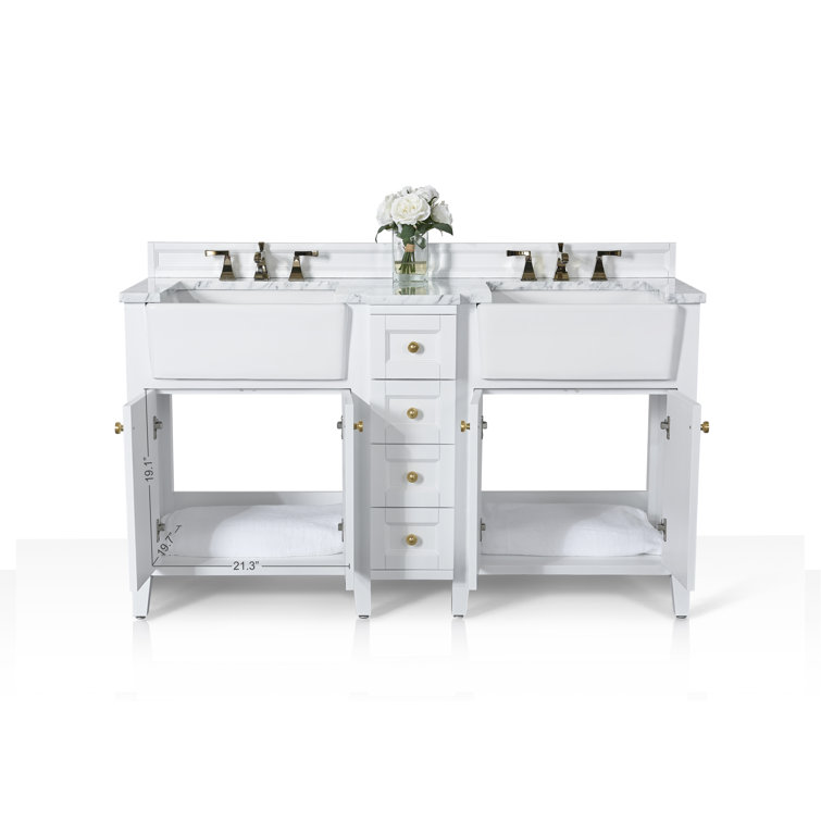 Adeline 60'' White Double Farmhouse Wood Vanity