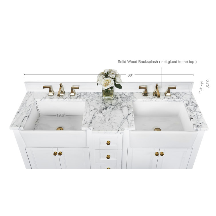 Adeline 60'' White Double Farmhouse Wood Vanity