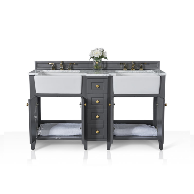 Adeline 60'' Sapphire Gray Double Bathroom Vanity with Marble Top