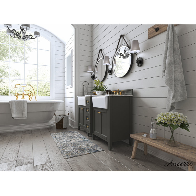 Adeline 60'' Sapphire Gray Double Bathroom Vanity with Marble Top