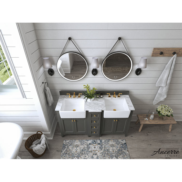 Adeline 60'' Sapphire Gray Double Bathroom Vanity with Marble Top