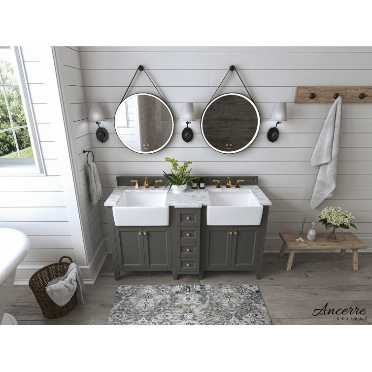 Adeline 60'' Sapphire Gray Double Bathroom Vanity with Marble Top