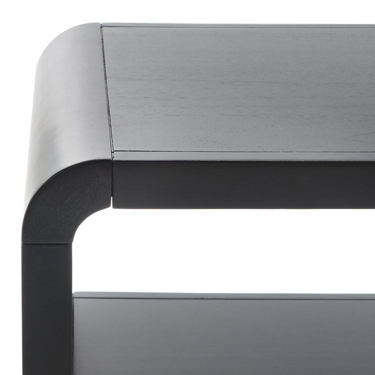 Modern Elegance Black Solid Wood 3-Tier Console Table with Storage