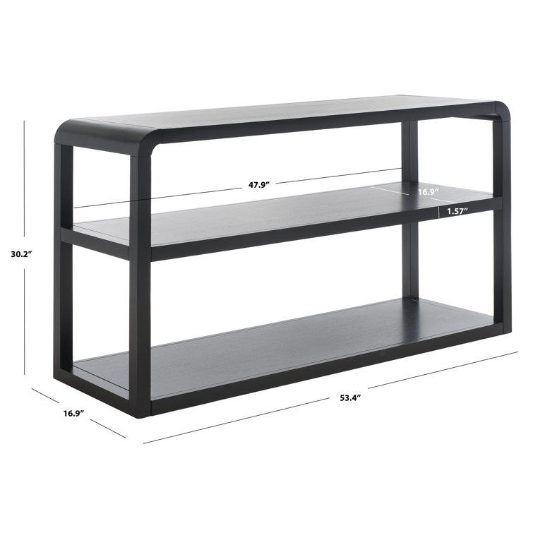 Modern Elegance Black Solid Wood 3-Tier Console Table with Storage