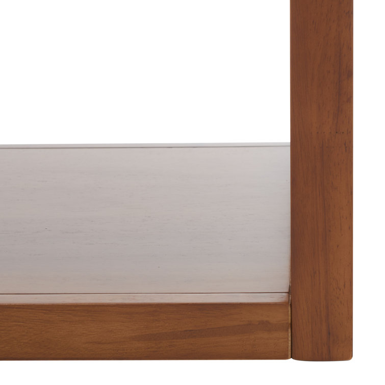 Omara Sleek Black 3-Tier Rubberwood Console Table with Storage