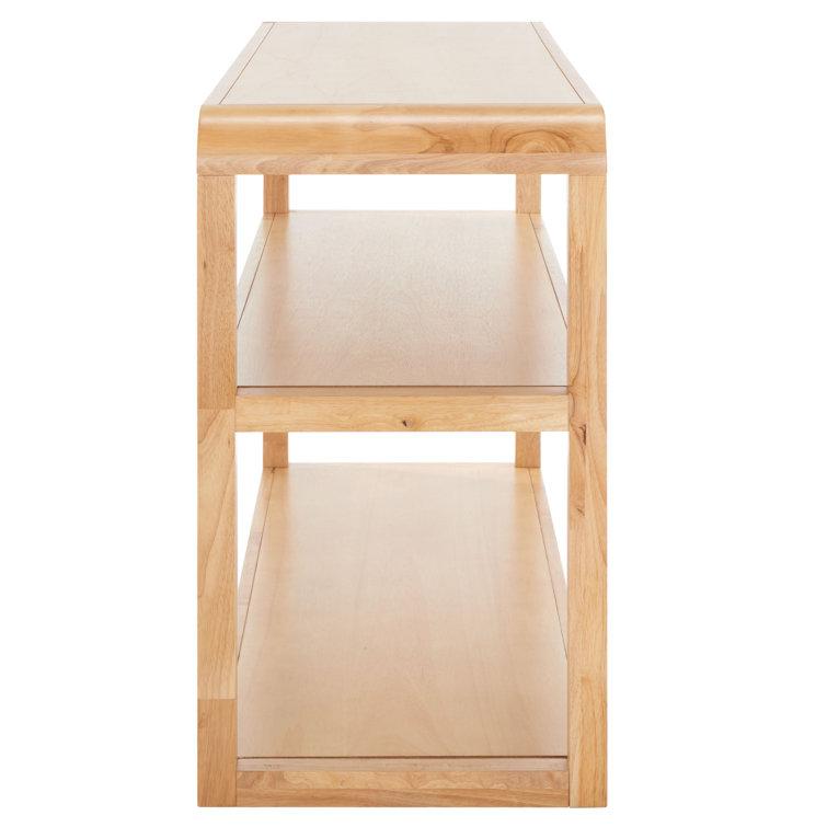 Omara Modern 3-Tier Black Rubberwood Console Table with Storage