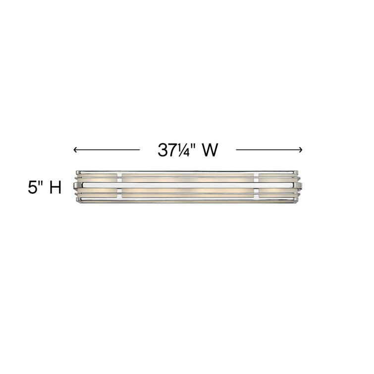 Winton 37.25" Chrome Vanity Light with White Etched Glass Panels
