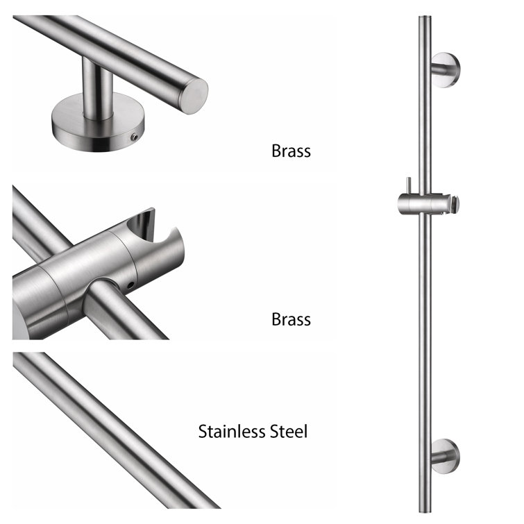 30 Inch Brushed Nickel Adjustable Slide Bar for Handheld Showerheads